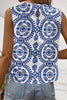 Printed Crew Neck Sleeveless Top