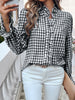 Frill Ruffled Plaid Long Sleeve Shirt