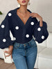 Polka Dot Balloon Sleeve Blouse