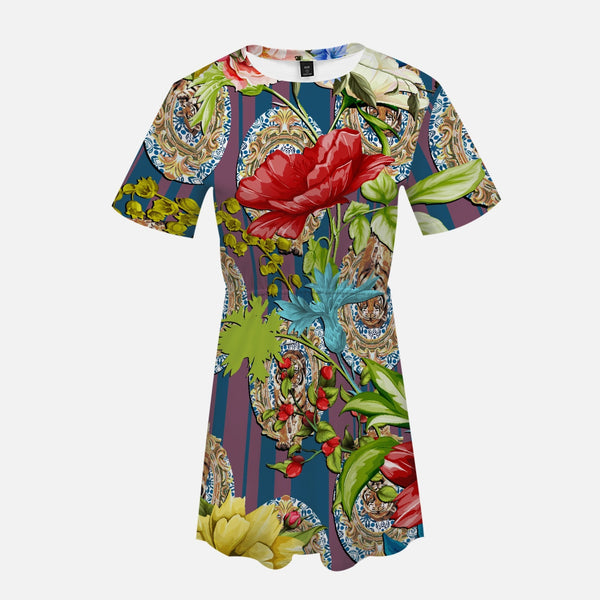 Jacki Easlick Tiger Flower Printed One Piece Dress