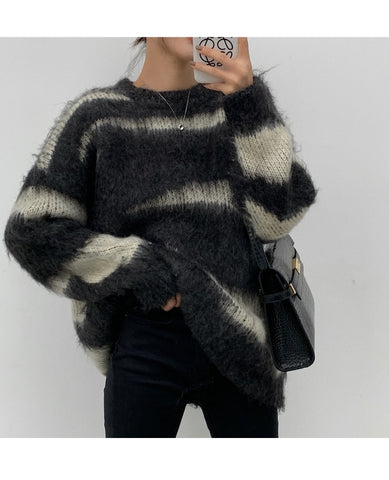 Mohair Striped Oversized Sweater