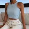 White Ribbed Cropped Tank Top
