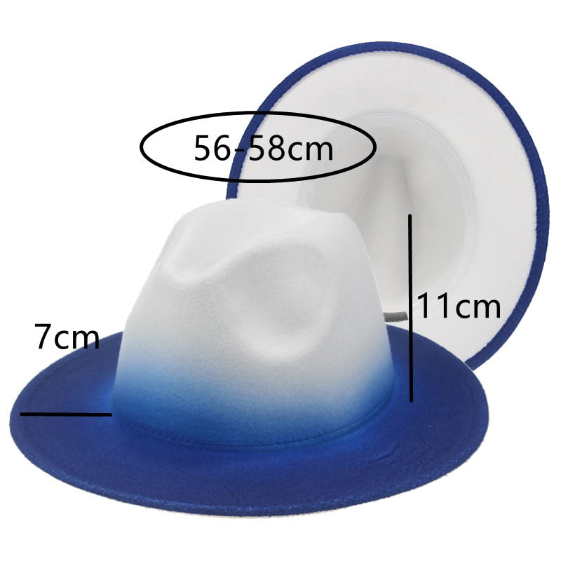 Fedora Hat Tie Dye 3D Gradient Craft Top Hat 10 Colors Unisex Hat